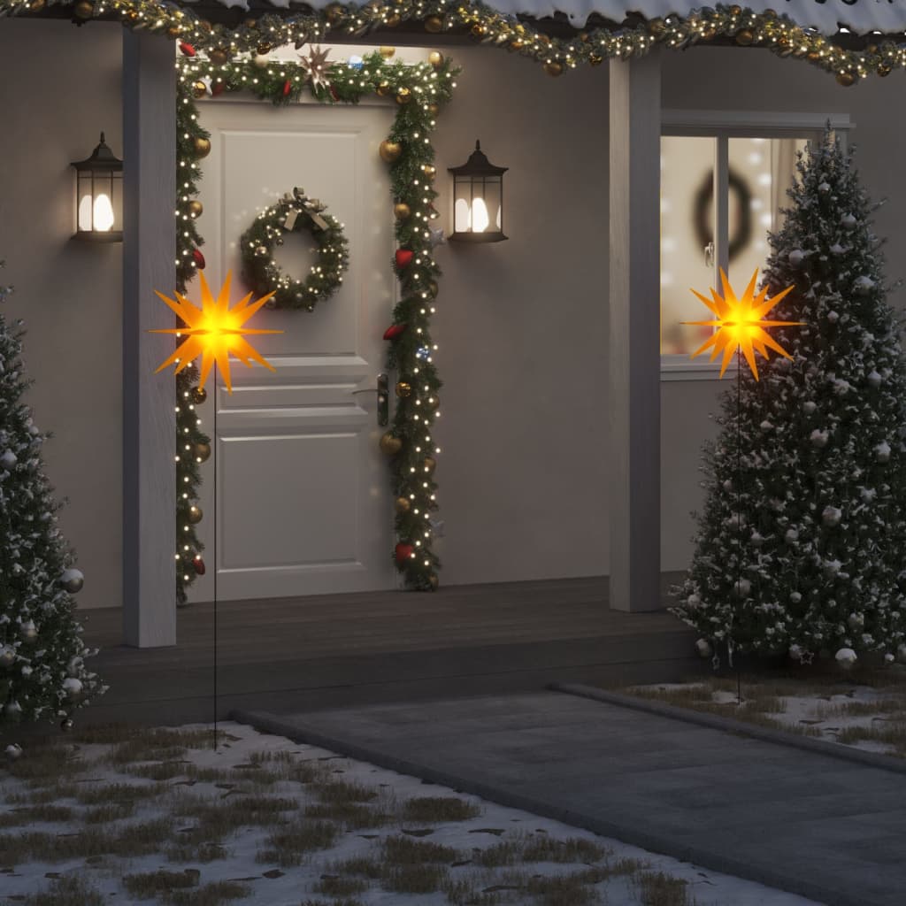 vidaXL Weihnachtsstern mit Erdspieß und LED Faltbar Gelb 57 cm