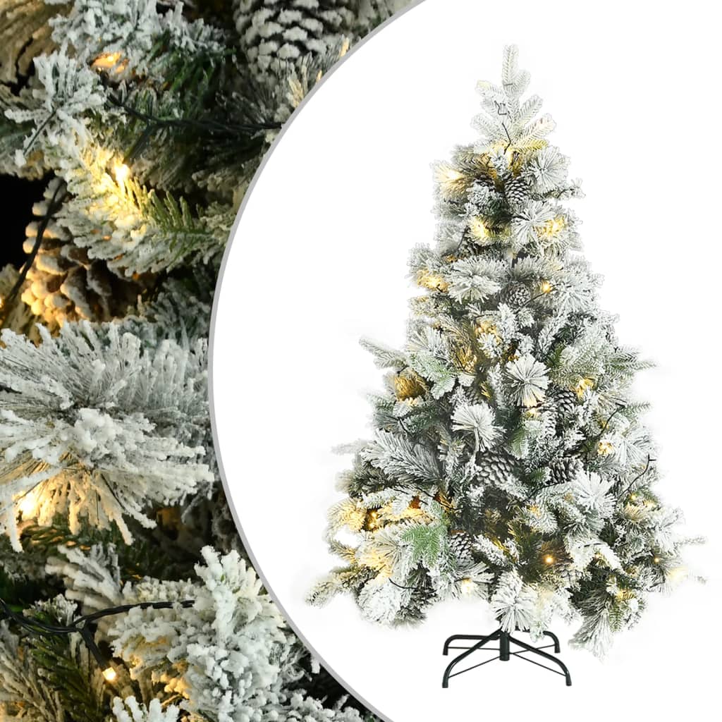 Weihnachtsbaum mit LEDs & Zapfen Beschneit 150 cm PVC & PE
