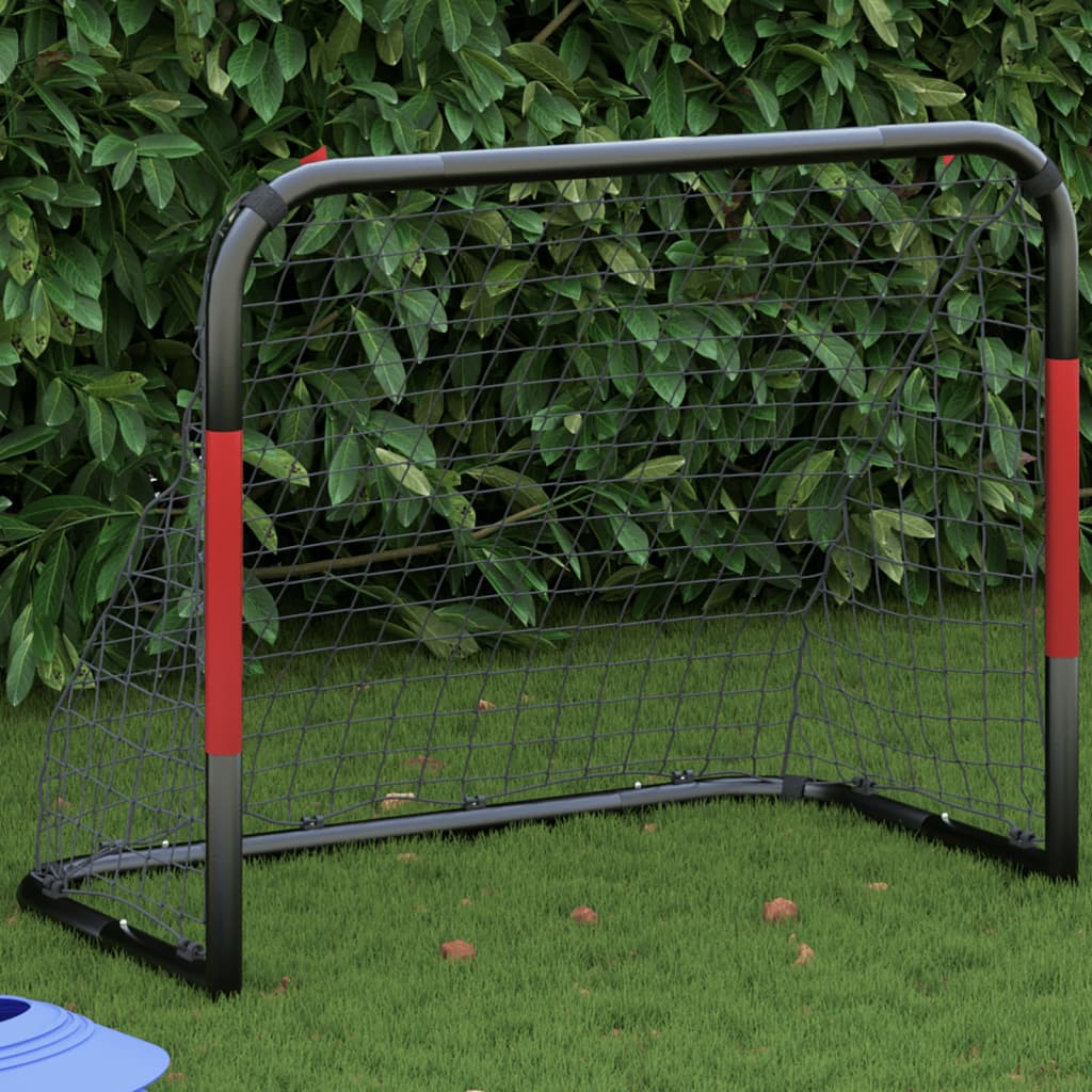 vidaXL Fußballtor mit Netz Rot und Schwarz 90x48x71 cm Stahl