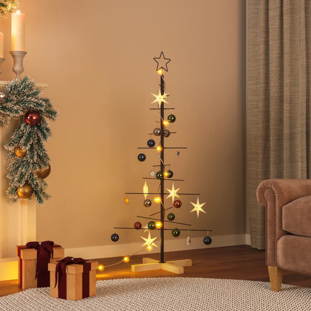 Weihnachtsbaum Metall mit Holzständer Schwarz 120 cm
