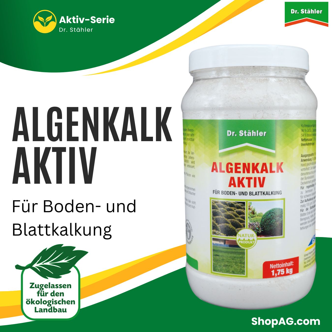 Algenkalk Aktiv mikrofeines Pulver für Boden und Blattkalkung Dr. Stähler
