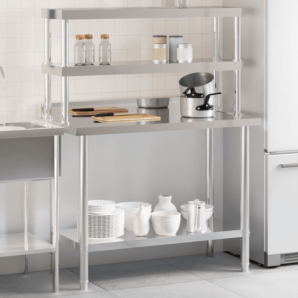 vidaXL Küchen-Arbeitstisch mit Aufsatzboard 110x55x150 cm Edelstahl