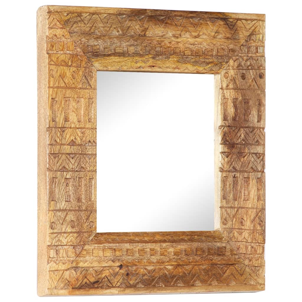 Spiegel Handgeschnitzt 50x50x11 cm Massivholz Mango
