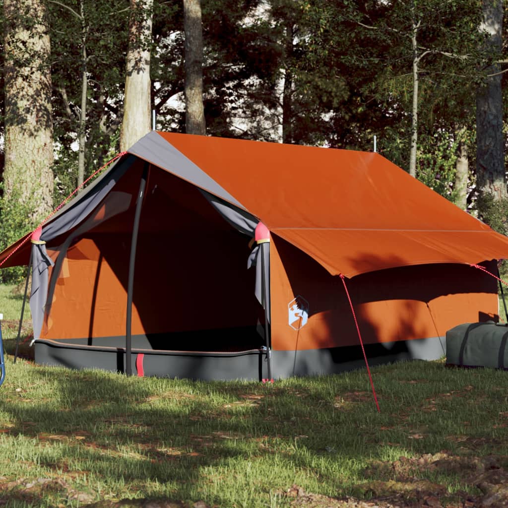 vidaXL Campingzelt 2 Personen Grau & Orange 193x122x96 cm 185T Taft