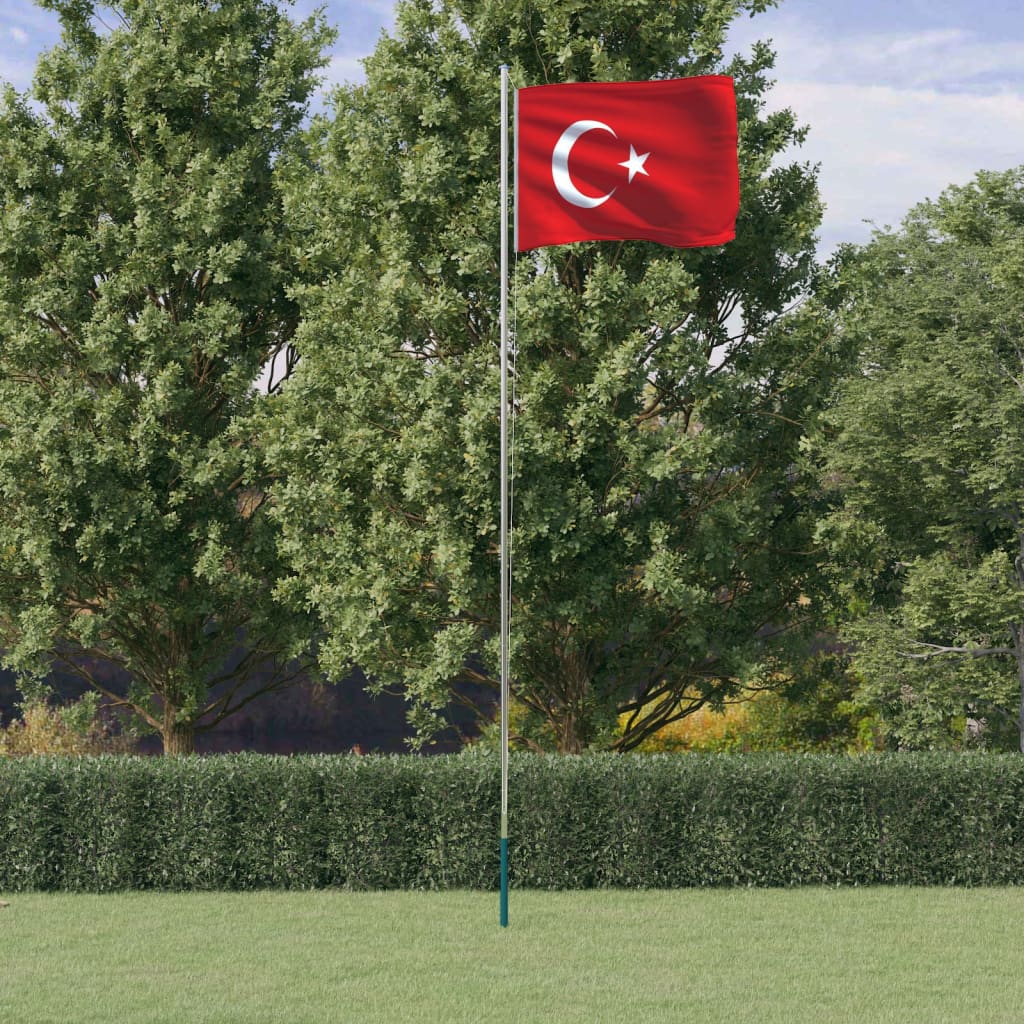 vidaXL Flagge der Türkei mit Mast 6,23 m Aluminium