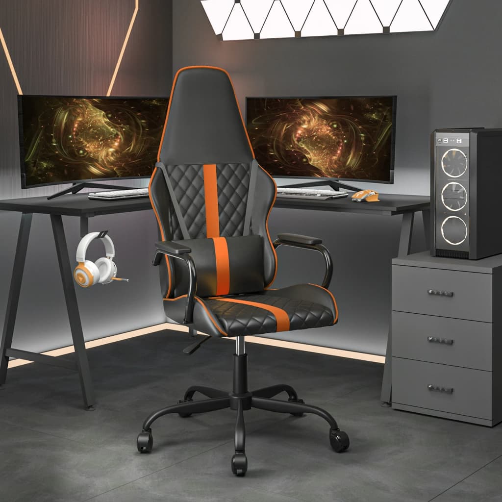 vidaXL Gaming-Stuhl mit Massagefunktion Orange und Schwarz Kunstleder