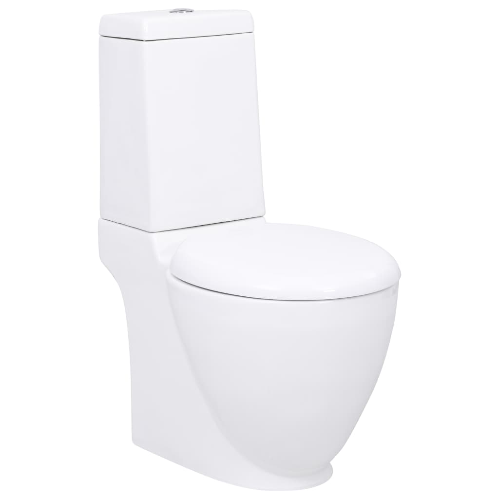 WC Keramik-Toilette Badezimmer Rund Senkrechter Abgang Weiß 