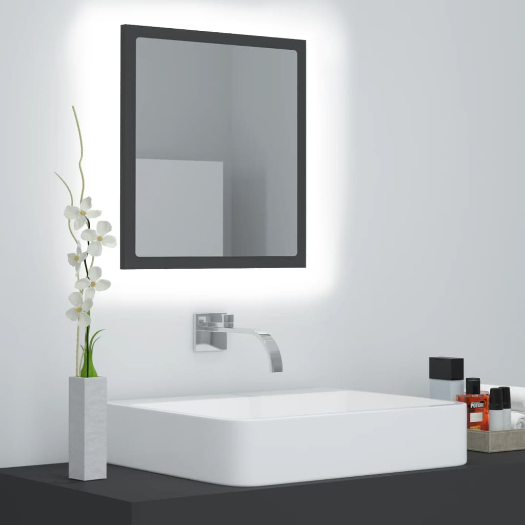 LED-Badspiegel Grau 40x8,5x37 cm Acryl