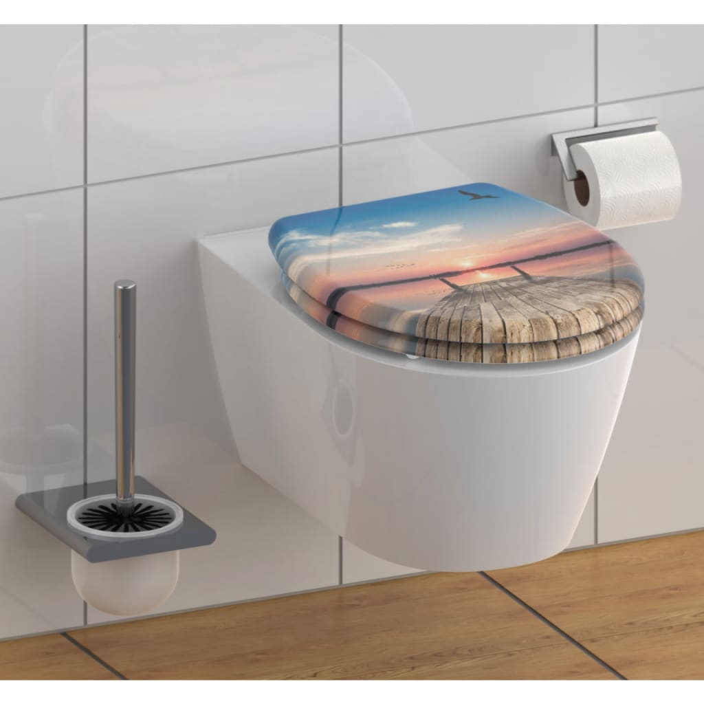 SCHÜTTE WC-Sitz mit Absenkautomatik Schnellverschluss SUNSET SKY