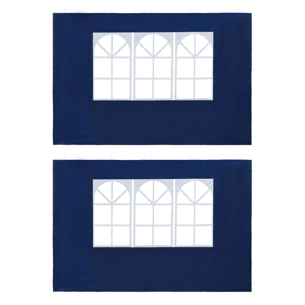 Partyzelt-Seitenwände 2 Stück mit Fenster PE Blau