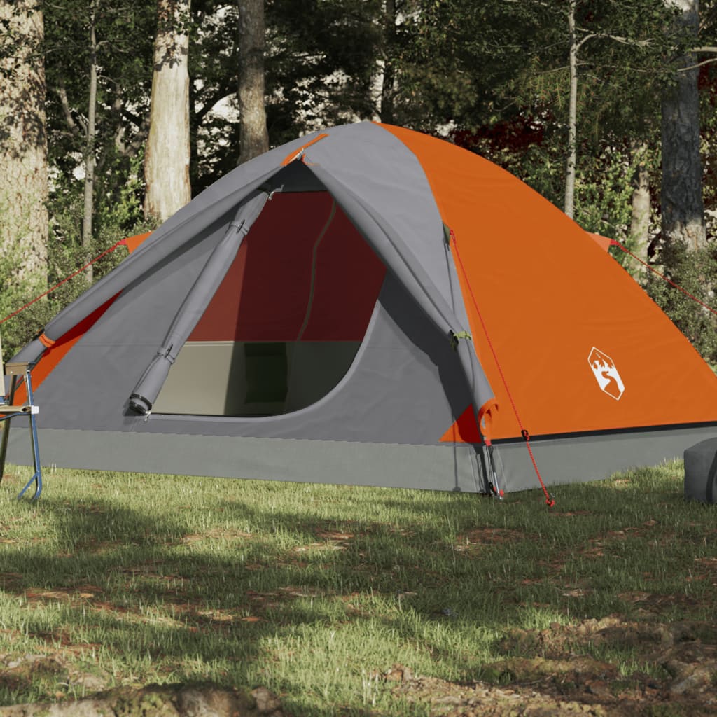 vidaXL Campingzelt 3 Personen Grau & Orange 240x217x120 cm 190T Taft