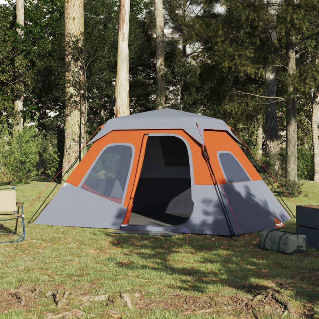 vidaXL Campingzelt 6 Personen Grau und Orange 344x282x192 cm