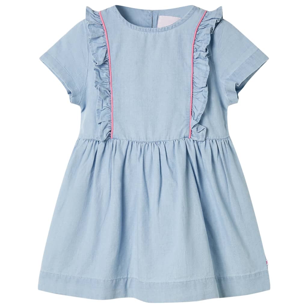 Kinderkleid mit Rüschen Hellblau 104
